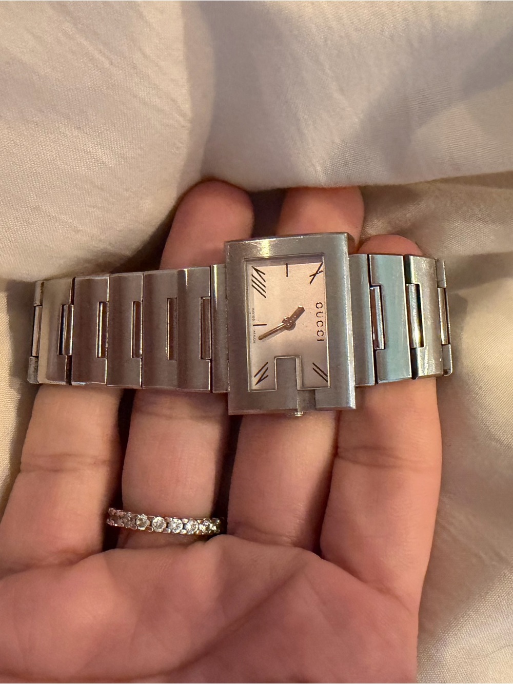 Gucci Silver Stainless Steel G-Frame Bracelet Watch